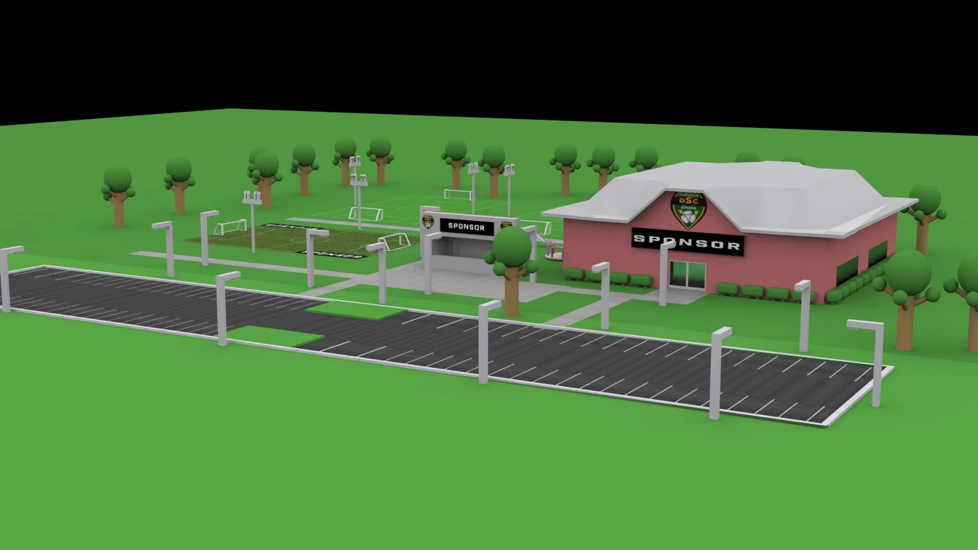 Architectural visualization of the Dubuque Soccer Club complex