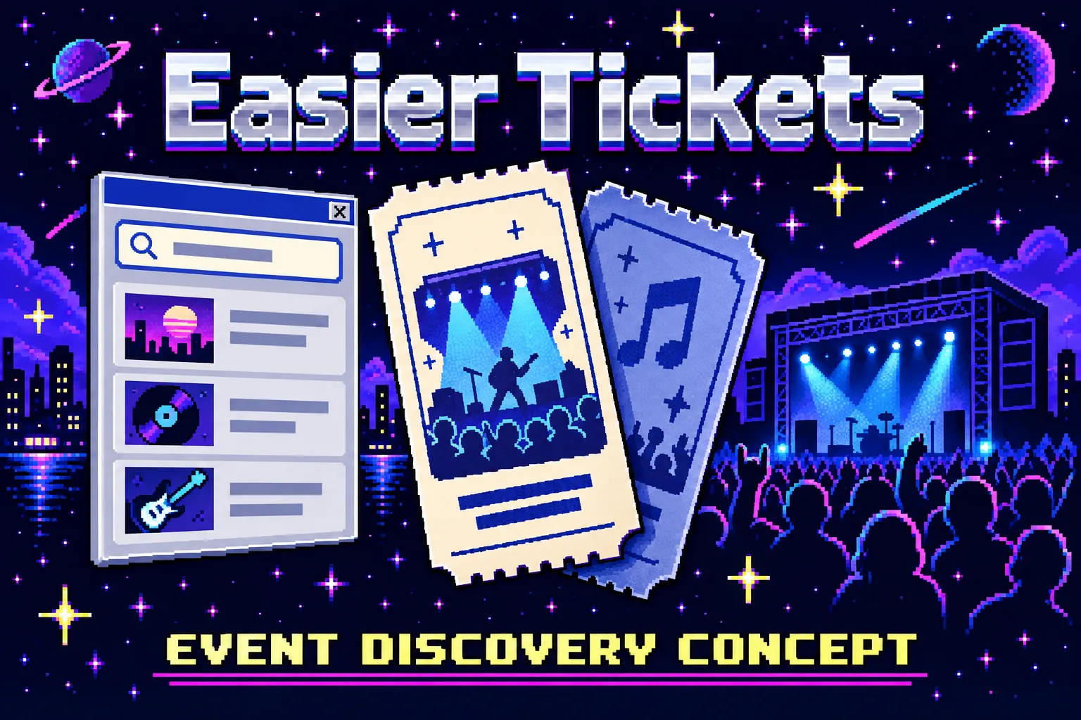 Easier Tickets pixel-art project cover